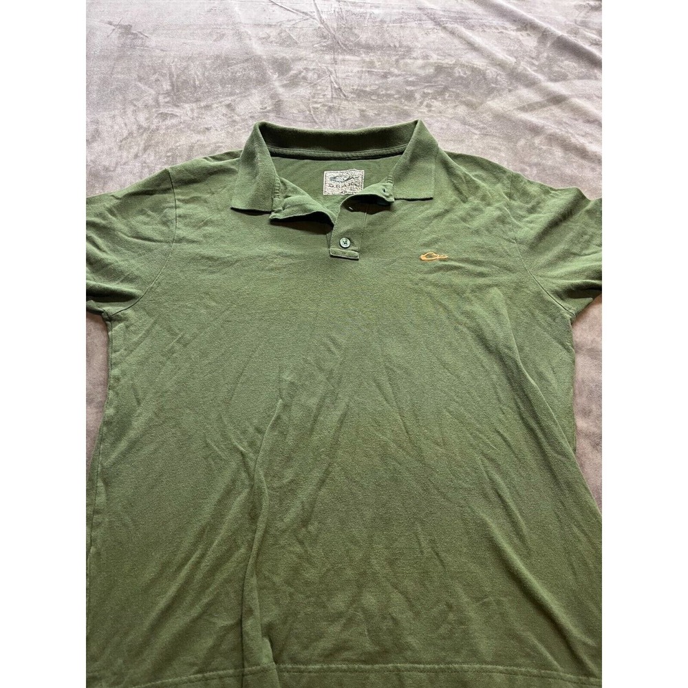 Drake Clothing Company Polo Shirt Mens Large Olive Heathered Waterfowl Logo‎